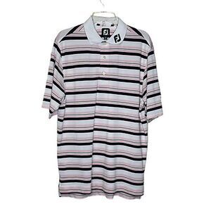 FootJoy FJ Mens Golf Polo Shirt Medium‎ Work Casual Sports Performance Striped